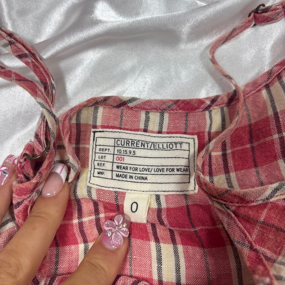 y2k Current Elliott Cami Red Plaid Peplum Babydoll Tank Top 0 - Picture 3 of 5